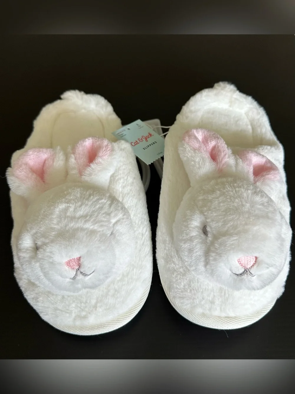 Kids Bunny Slippers White Rabbit Plush with Pink Inner Ears NEW Cat & Jack